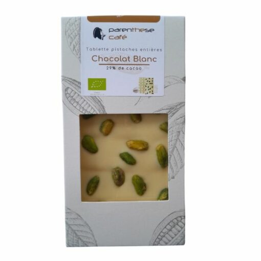 Tablette de chocolat blanc-Pistaches Bio